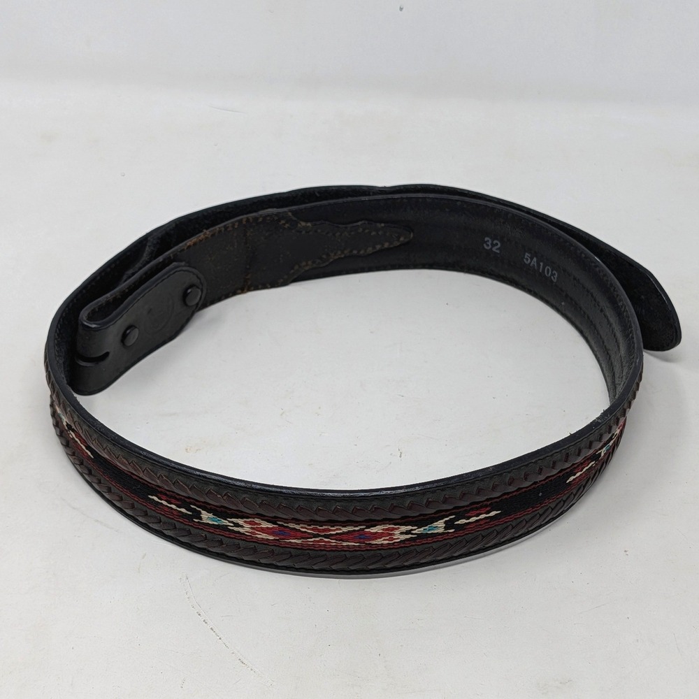 Silver Creek Classics Mens 32 Black Leather Western Woven Embroidered Belt 5A103